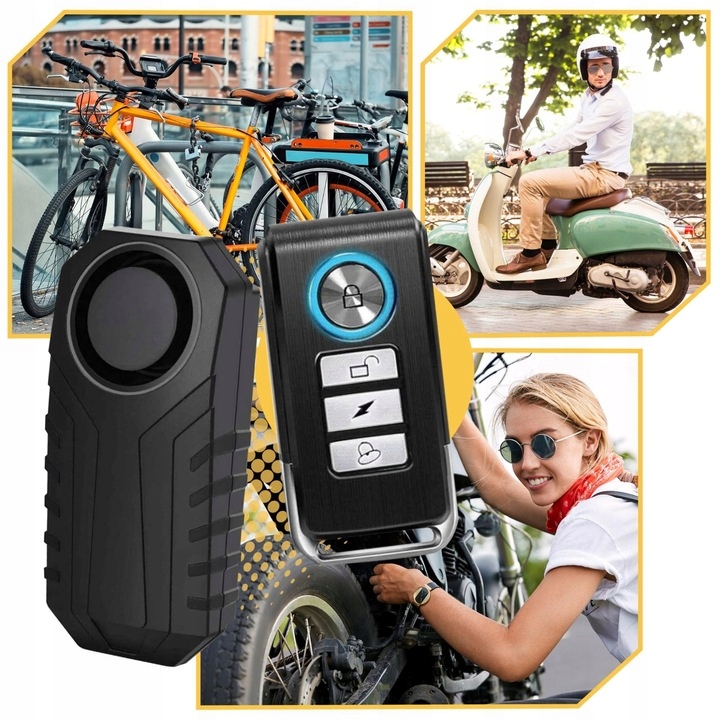 GŁOŚNY ALARM ROWEROWY Z PILOTEM WODOODPORNY WYTRZYMAŁY Model AL1